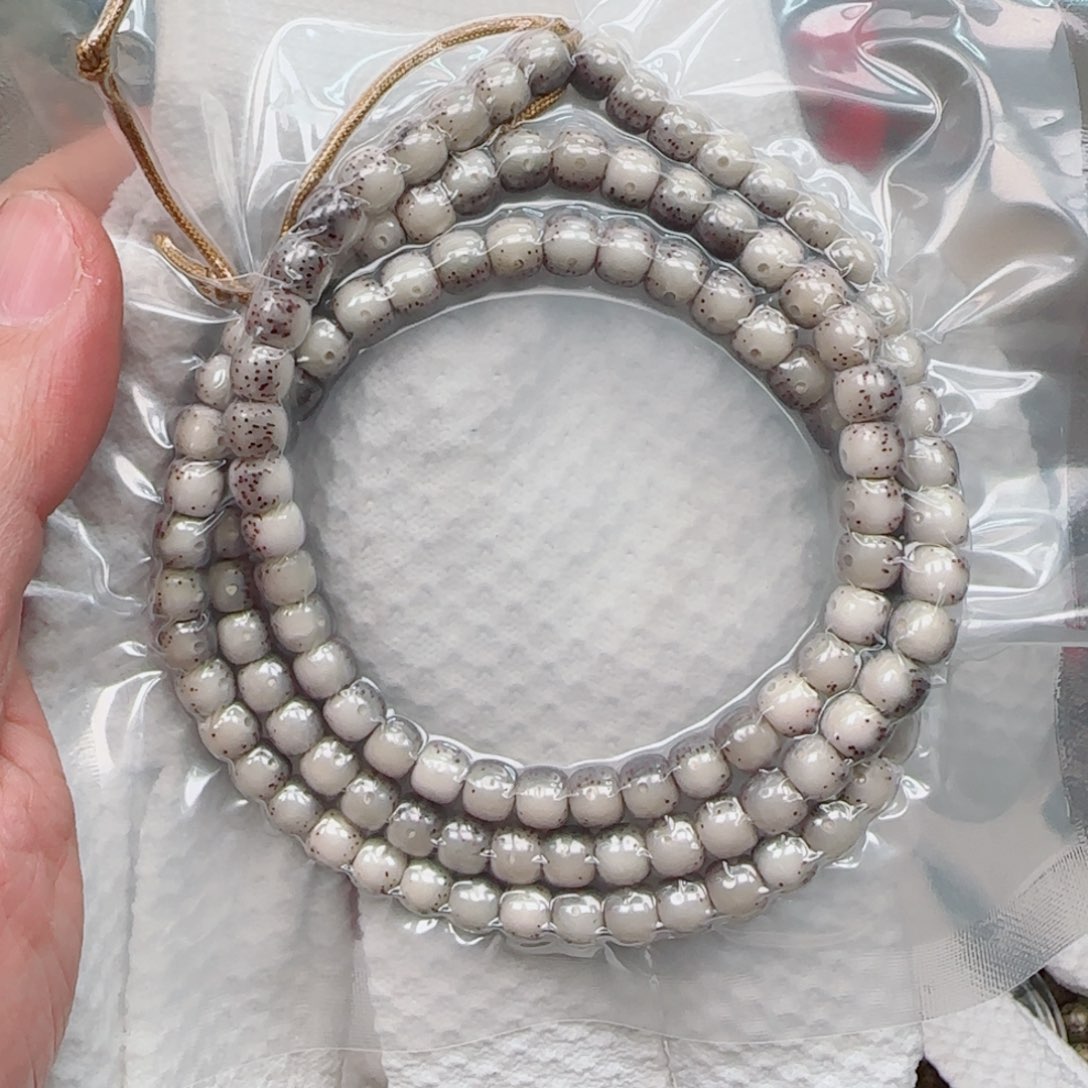 星月菩提手串白冰糖玻璃体通体留白半壁江山月朗星稀108-7*6