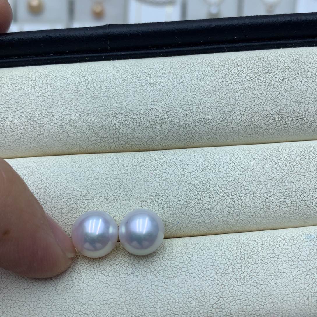 淡水珍珠耳饰18K金镶嵌子*