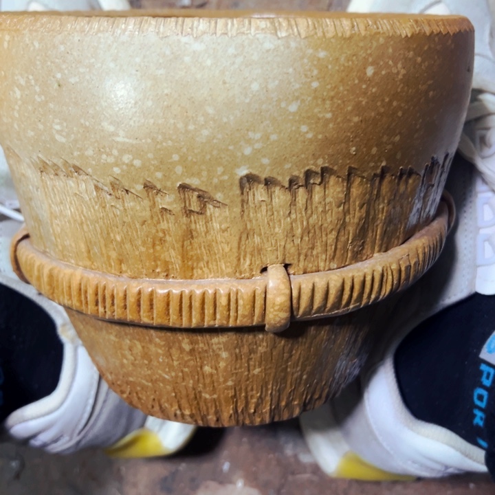 紫砂花盆高15口18无孔手工