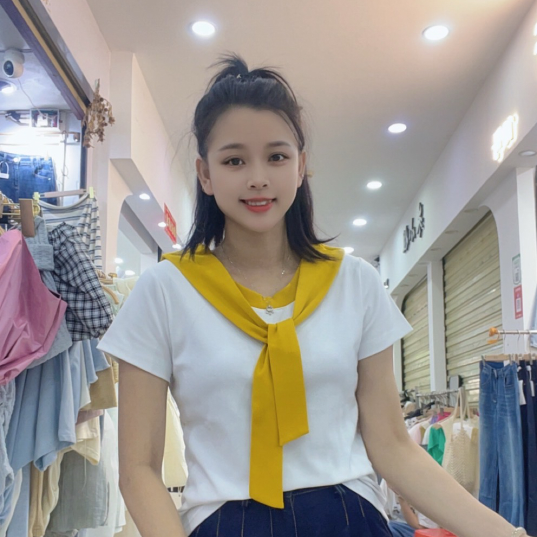 [菲菲家]好看圆领披肩撞色百搭上衣134