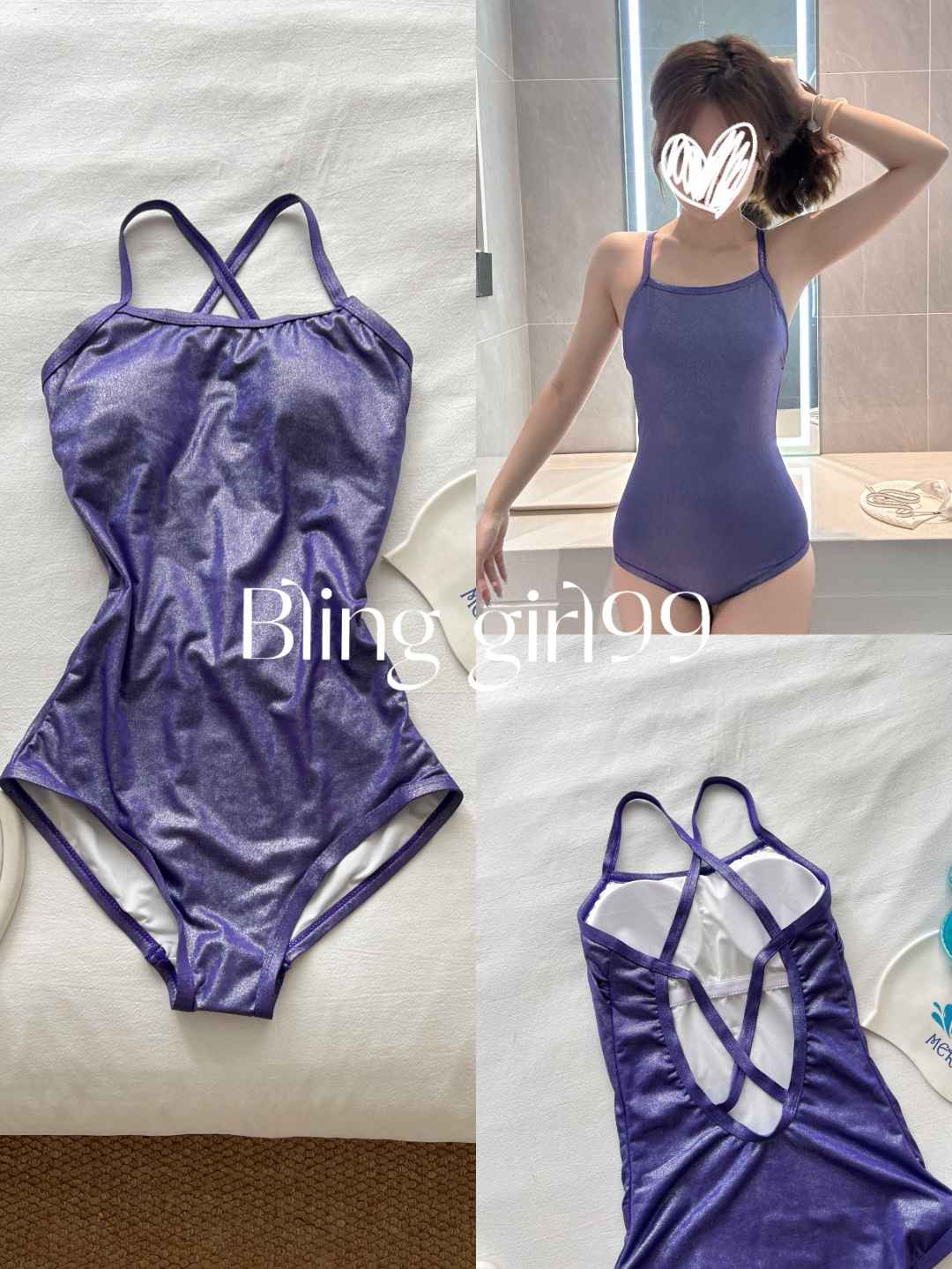 【星辰紫】显瘦遮臀连体泳衣女韩系ins风速干训练度假风泳装游泳衣