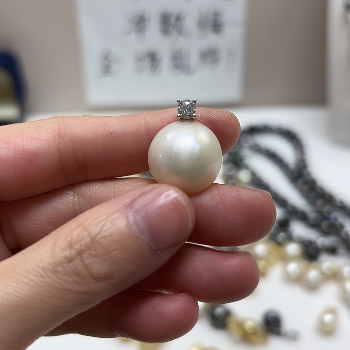 银S925镶嵌拼合珍珠（马贝珠）颈饰