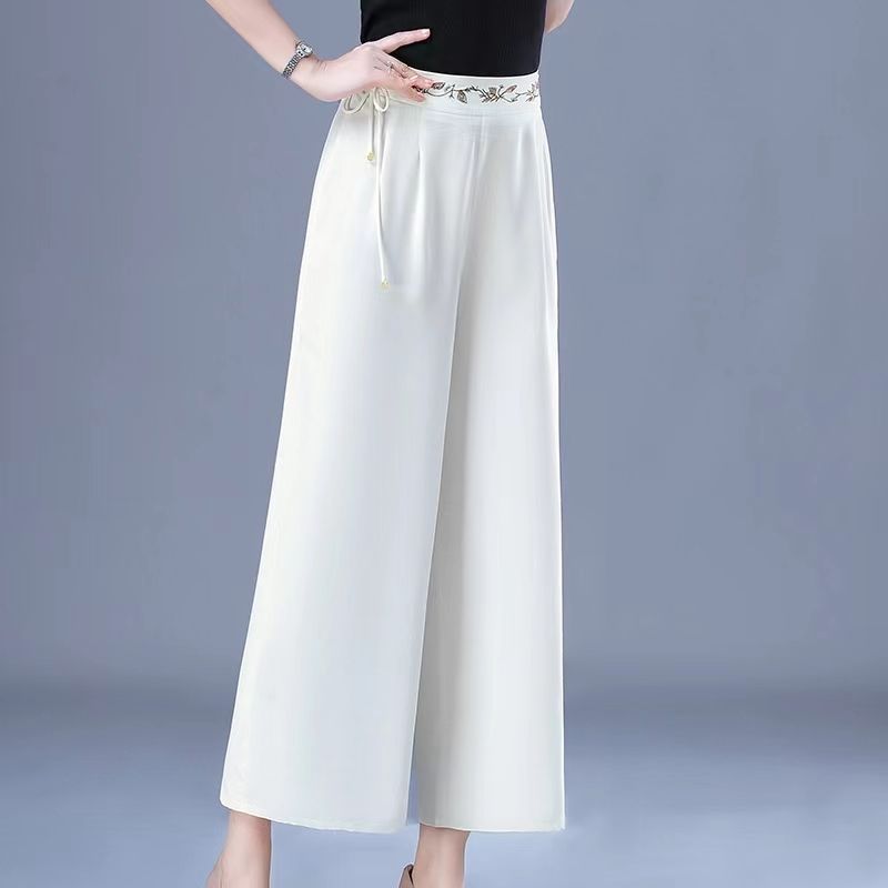 9926-29新款刺绣时尚精致阔腿裤