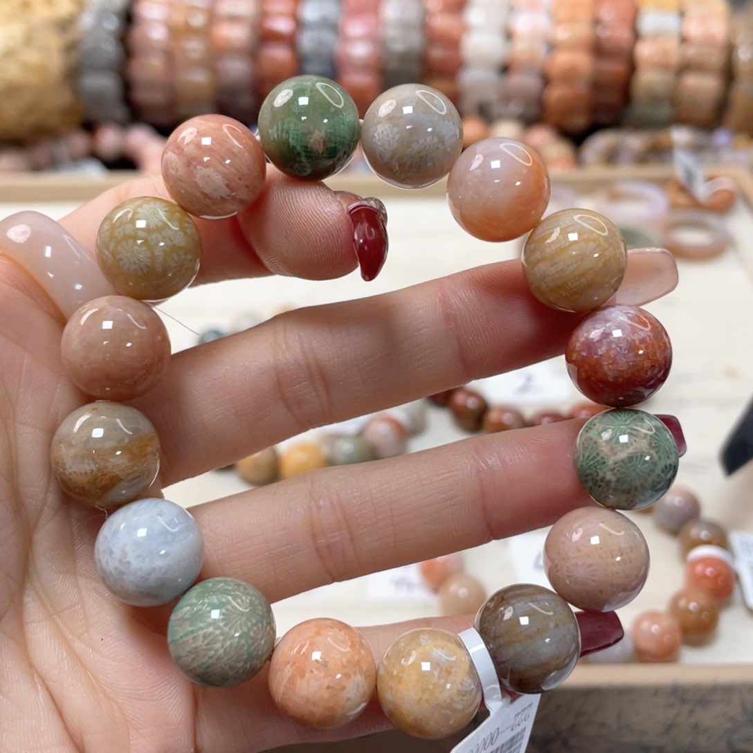 硅化珊瑚（珊瑚玉）手链未镶嵌大**饭086