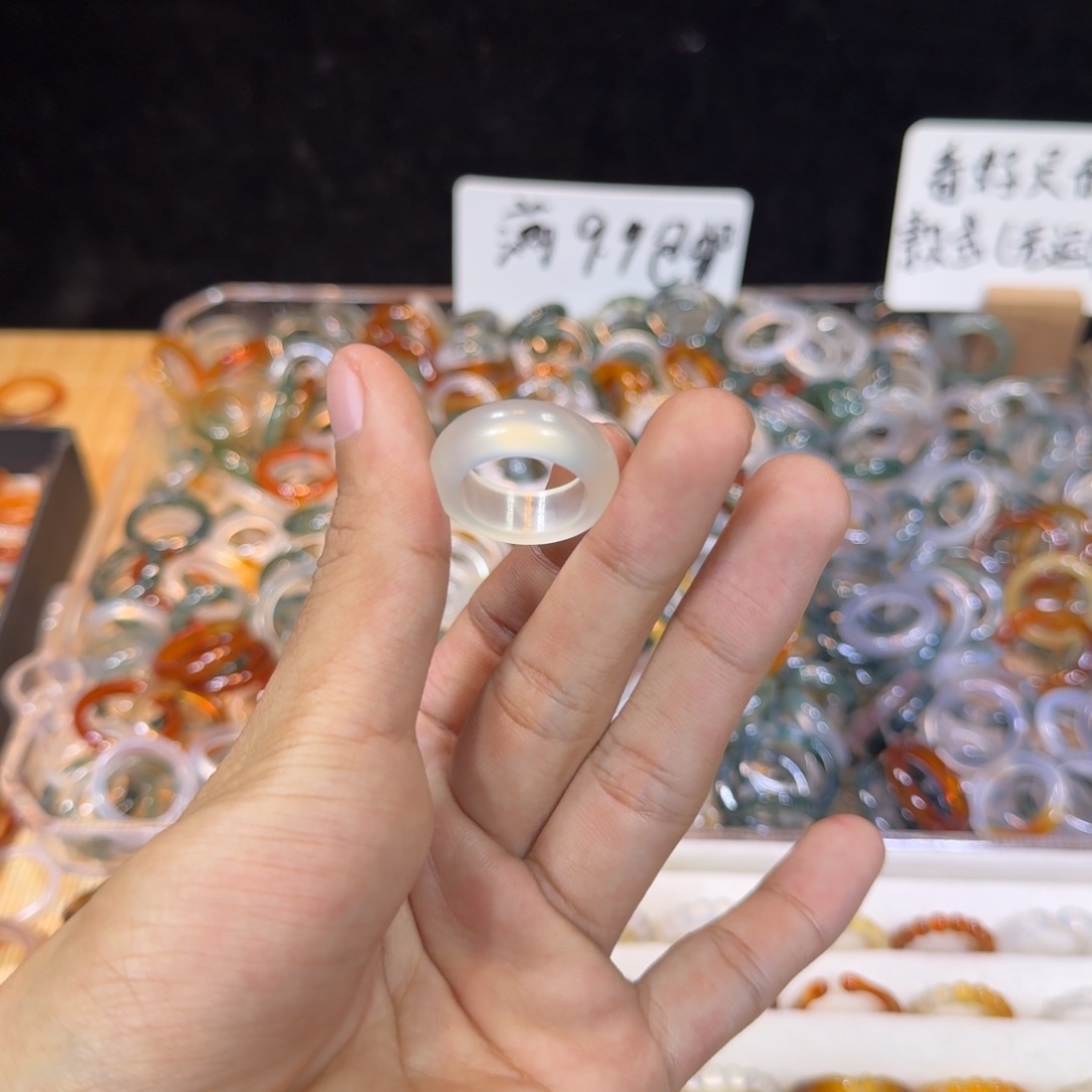 玛瑙/玉髓戒指未镶嵌121号14.5 圈满9.9包邮有瑕疵