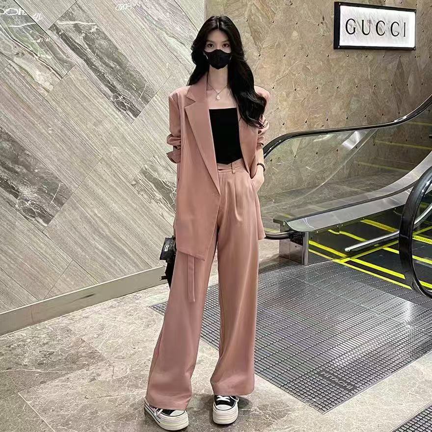 813时尚休闲西装套装女2025春季宽松显瘦高级西服阔腿裤两件套NJ
