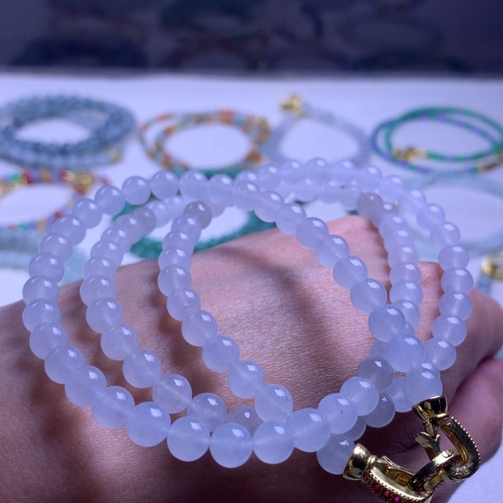 定制翡翠未镶嵌缅甸翡翠a货卡6.4白冰