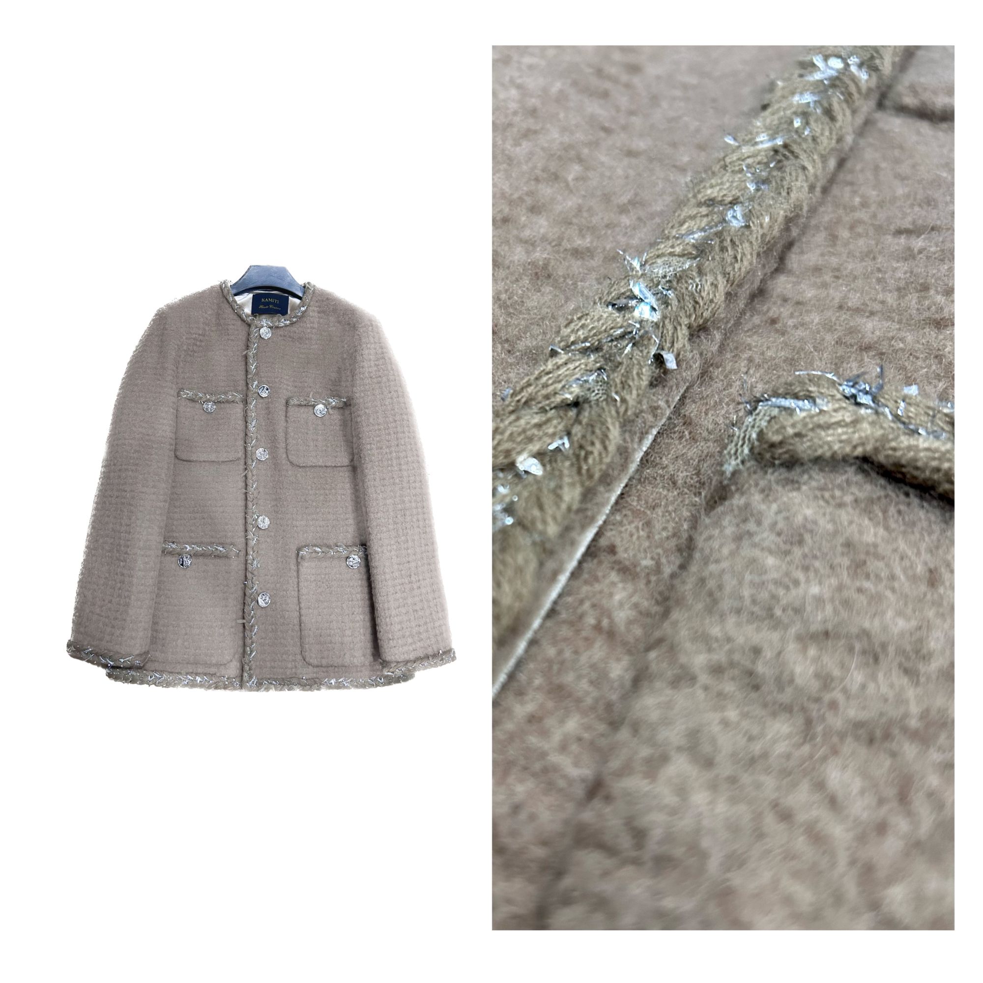 【哈伦女孩】2025新款羽绒冬季手工纺绵羊毛毛呢设计师名媛时尚外套