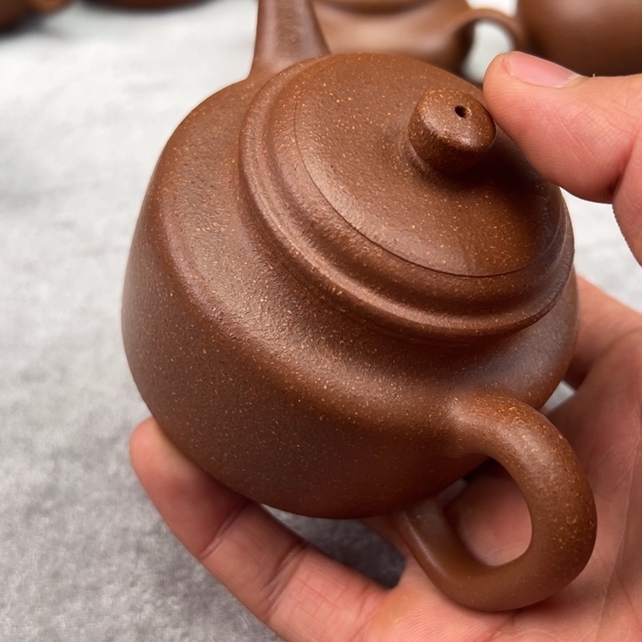 紫砂茶壶微微瑕桃花泥剑流德钟