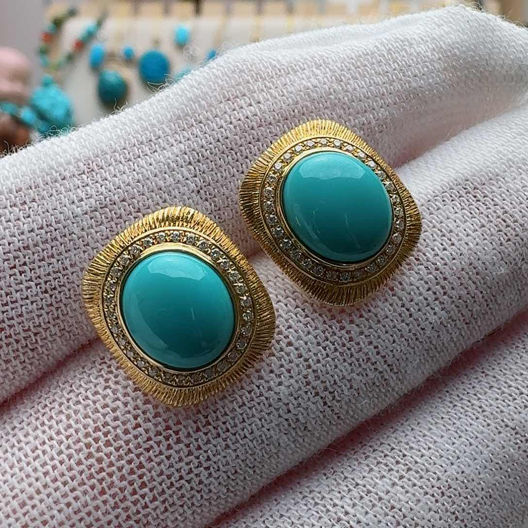 绿松石珠宝奇石18K金镶嵌