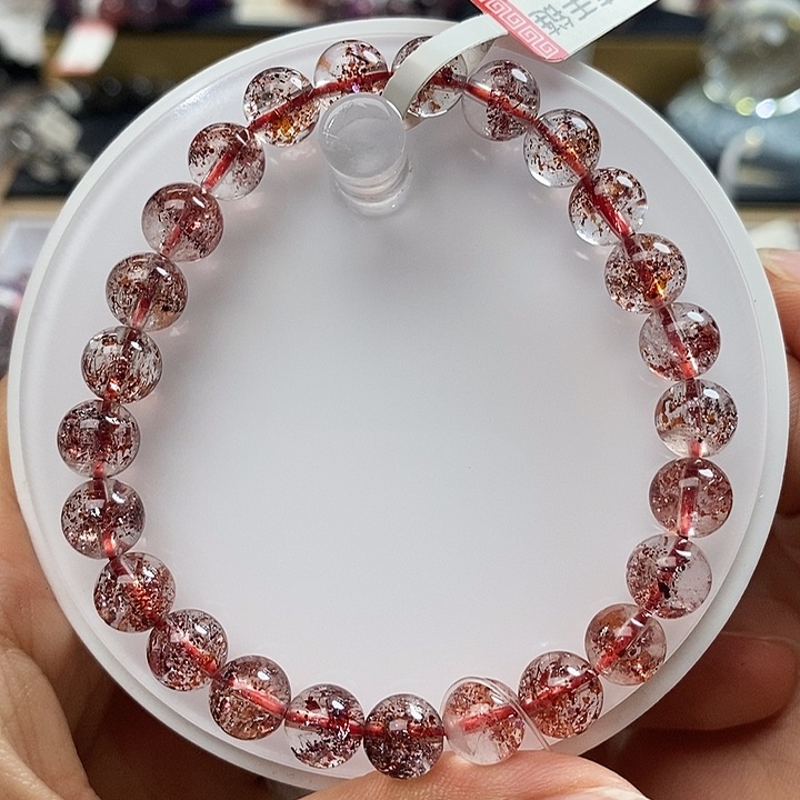 未镶嵌手链水晶透体金草莓8m V123