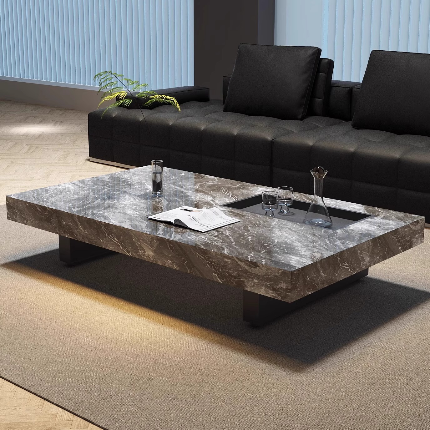 意式极简岩板茶几轻奢现代简约客厅家用方形高级感大理石2025新款