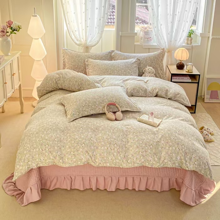 【满园芳花】网红爆款提花针织棉床盖四件套