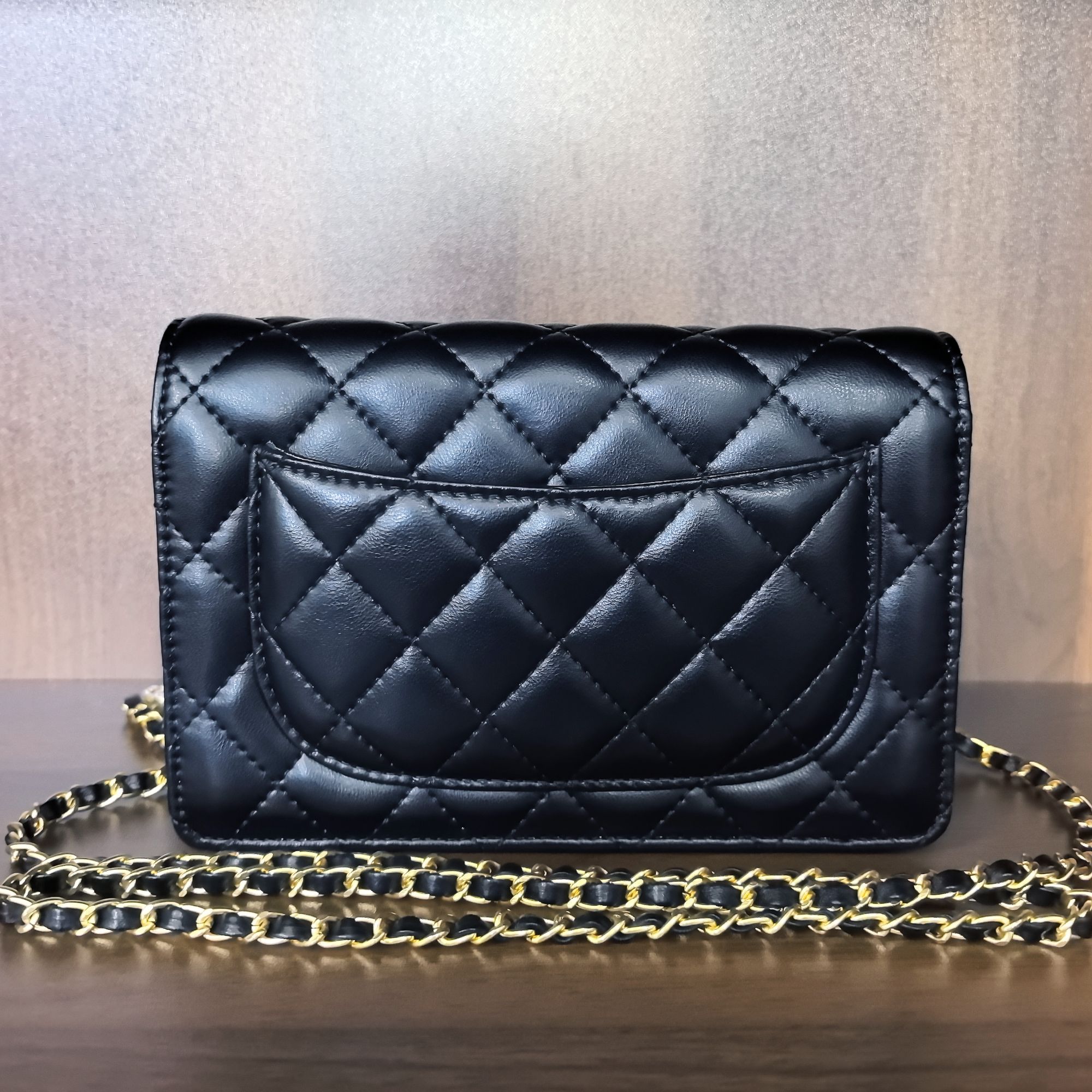 薇薇手工真皮包1007-19-黑色-长19x高13-细链WK香A11