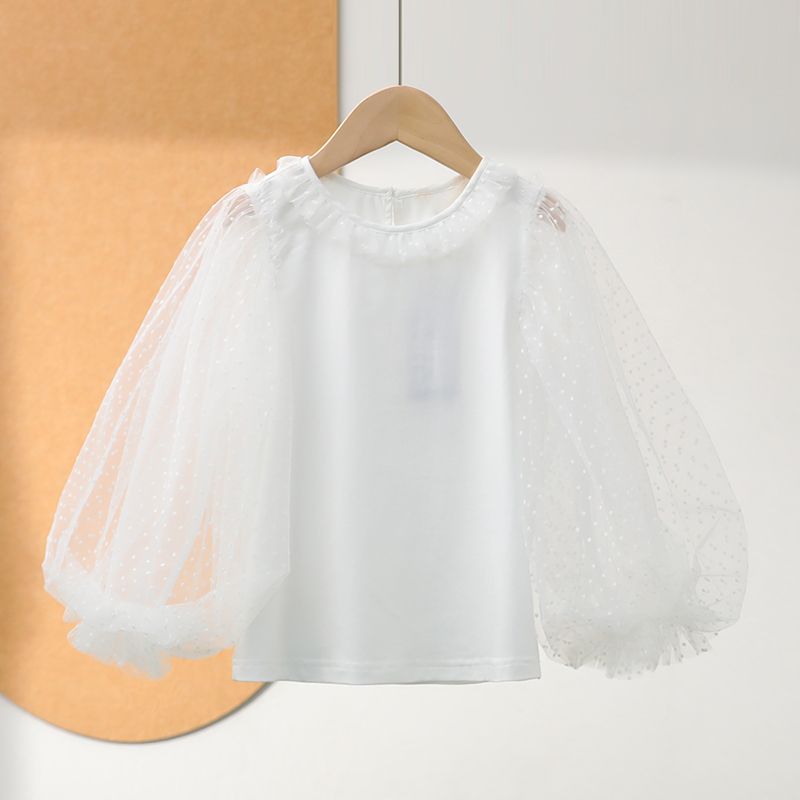 【800+童装摩系列】甜美蕾丝袖简约时尚上衣2025夏专柜