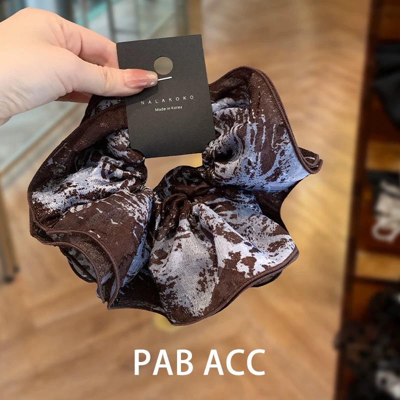 2025新款法式双层晕染布艺印花小蛮腰发圈气质头绳扎发头花皮筋女