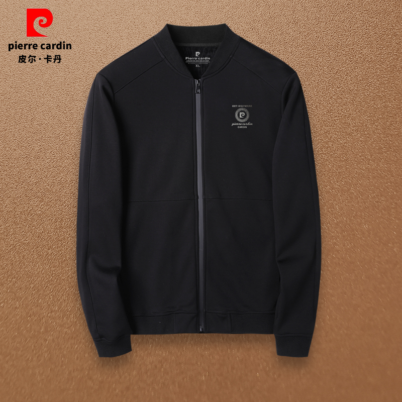 皮尔卡丹男士秋季棒球服拉链款宽松型男长袖休闲棒球领男士夹克