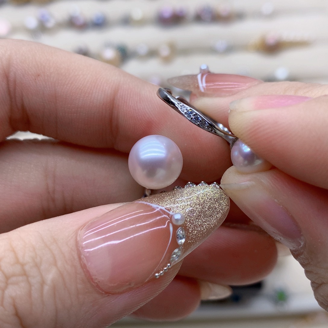 淡水珍珠戒指银S925镶嵌换一下戒托