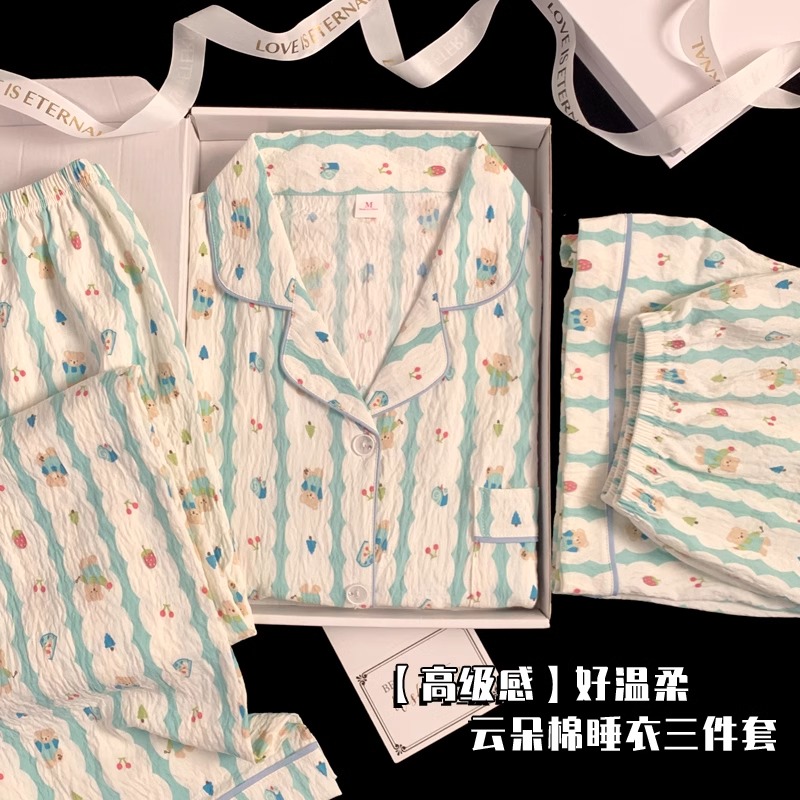 2025夏季云朵棉睡衣女可外穿短袖短裤女生可爱甜美卡通家居服套装