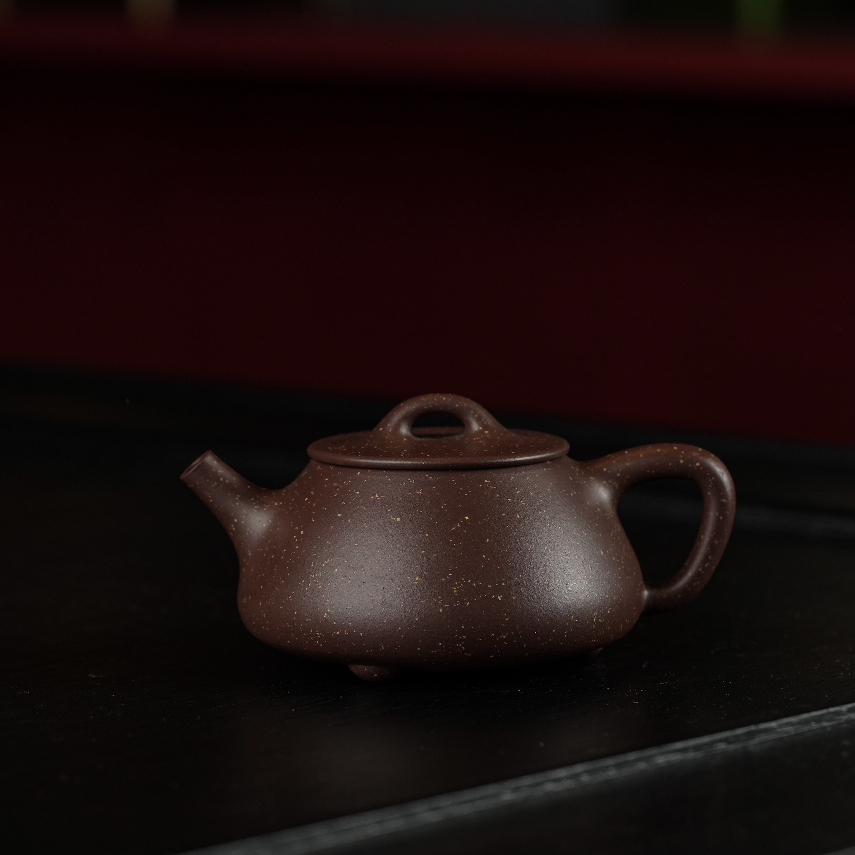 欧成【铺砂平盖石瓢】160cc 紫泥 全手工紫砂