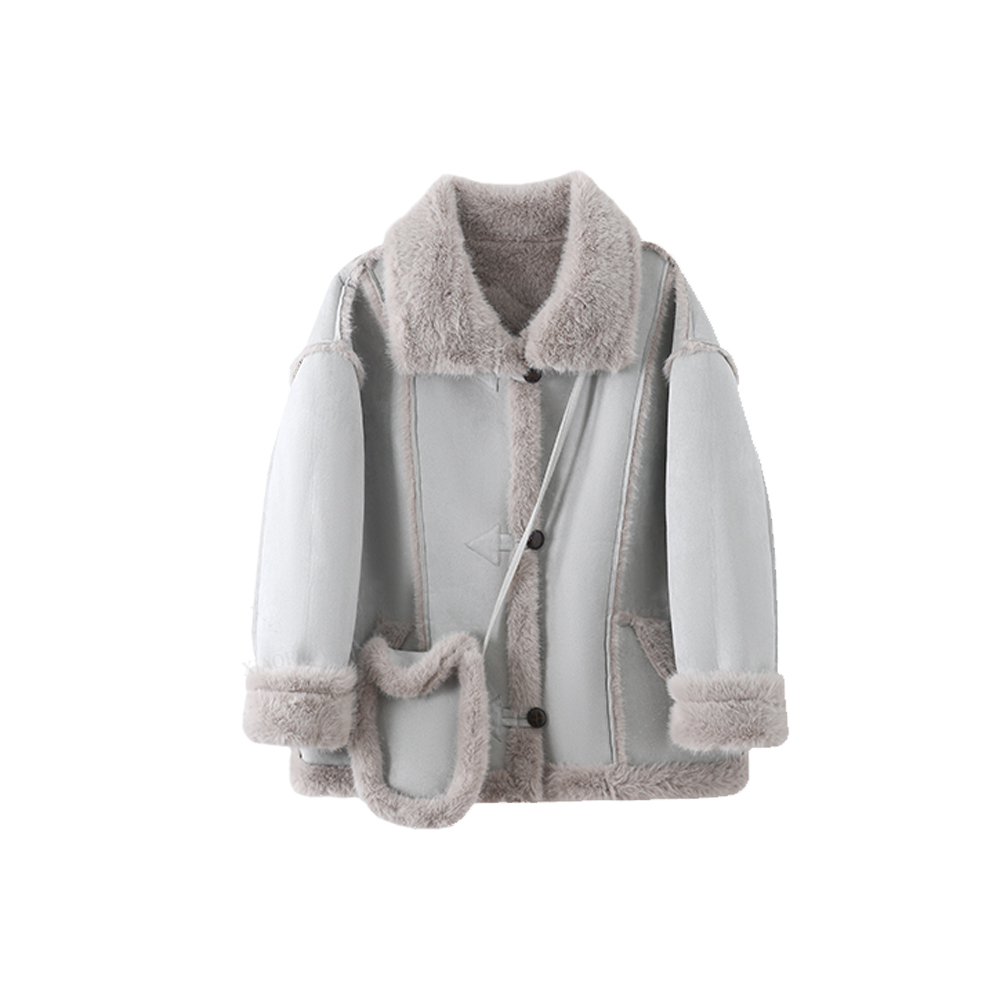 H（送包包）时尚慵懒风拼接立领机车服冬季加厚秋冬外套006-SZ