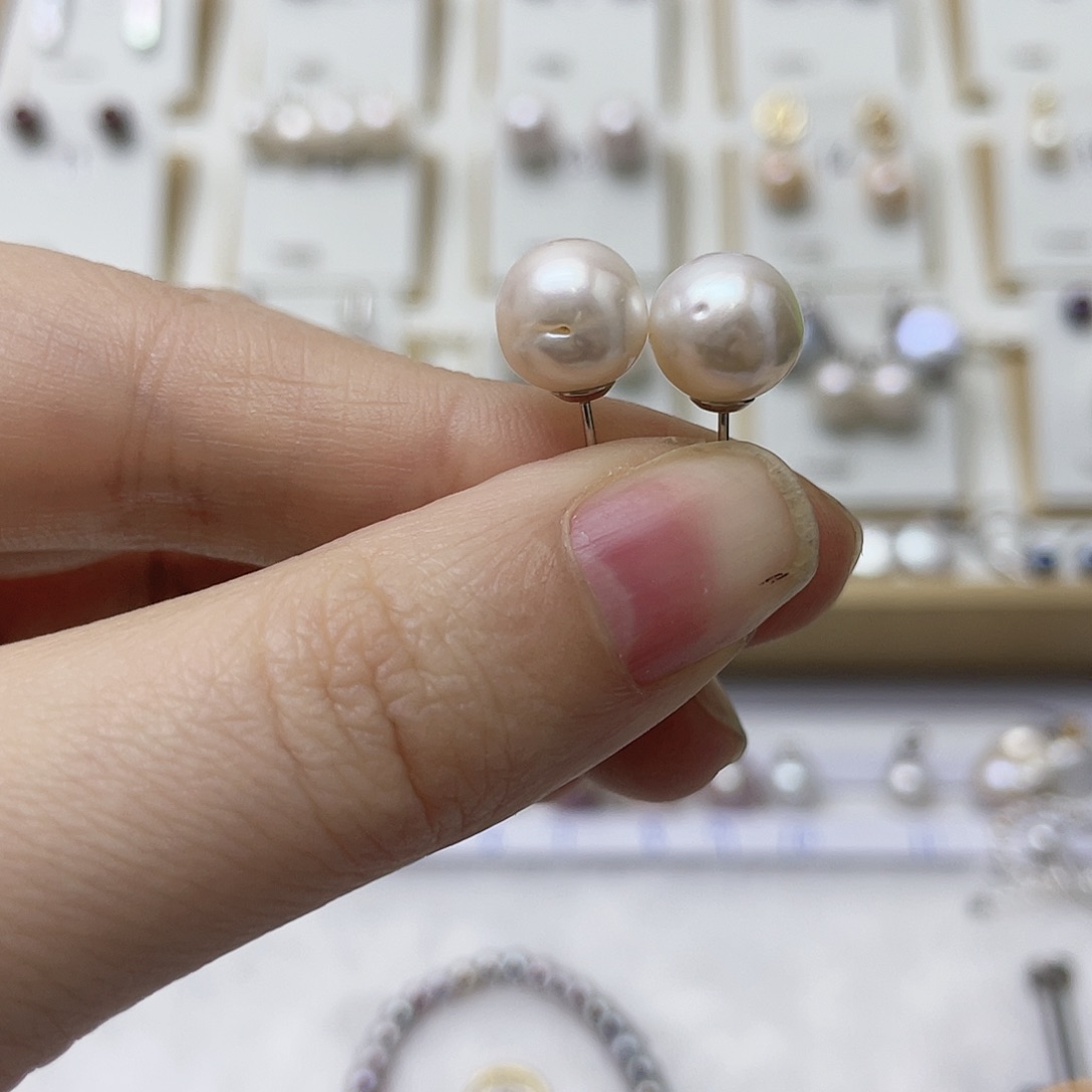 *****淡水珍珠耳饰银S925镶嵌