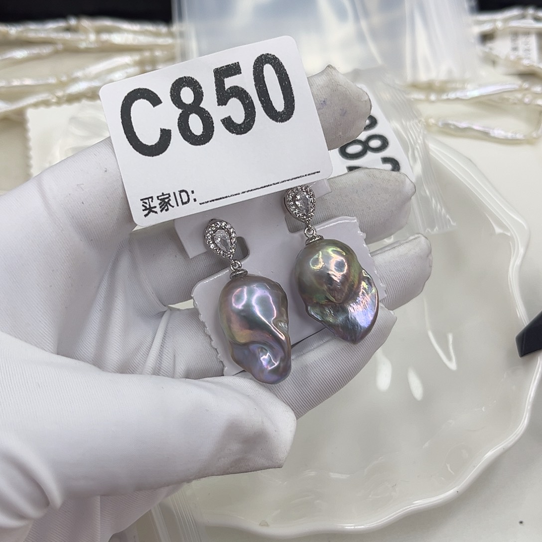 淡水珍珠耳饰合金