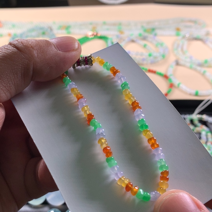 S****翡翠未镶嵌手链天然缅甸翡翠多宝