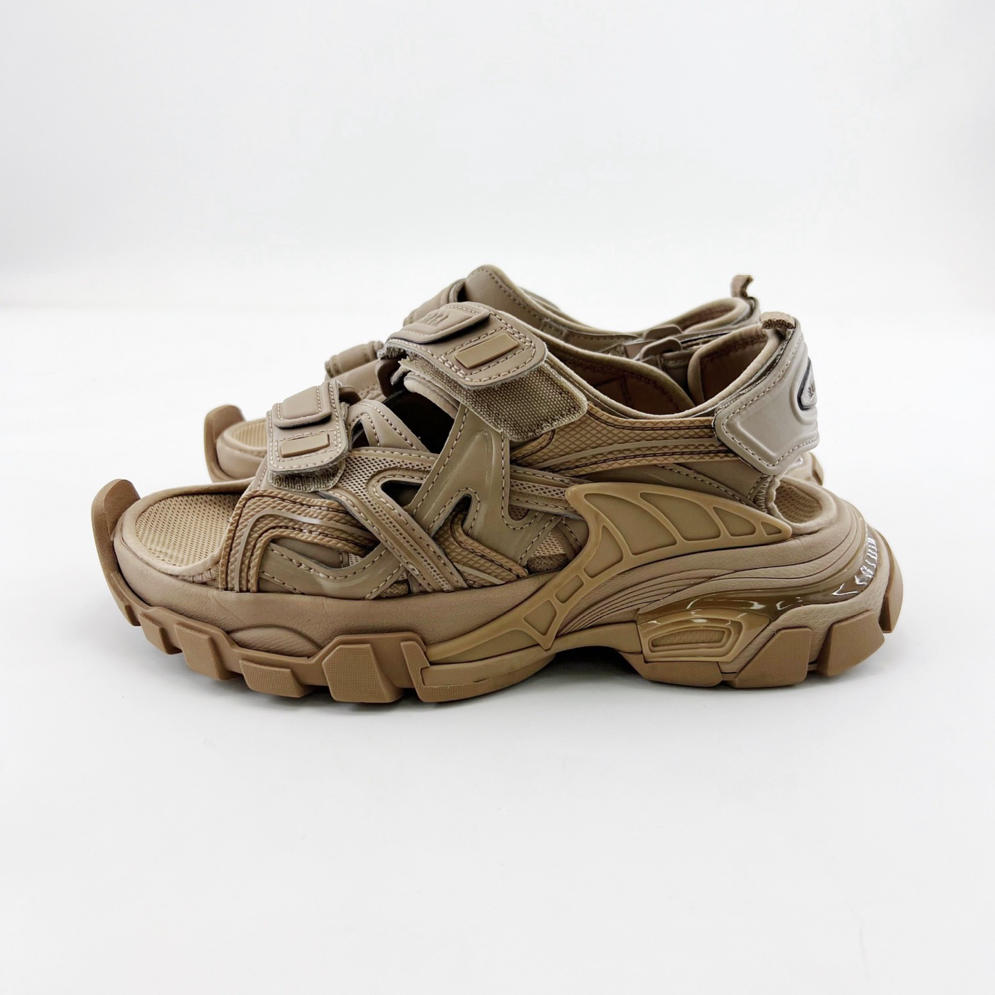 95新 Balenciaga/巴黎世家 34码/卡其色魔术贴设计凉鞋/15417147