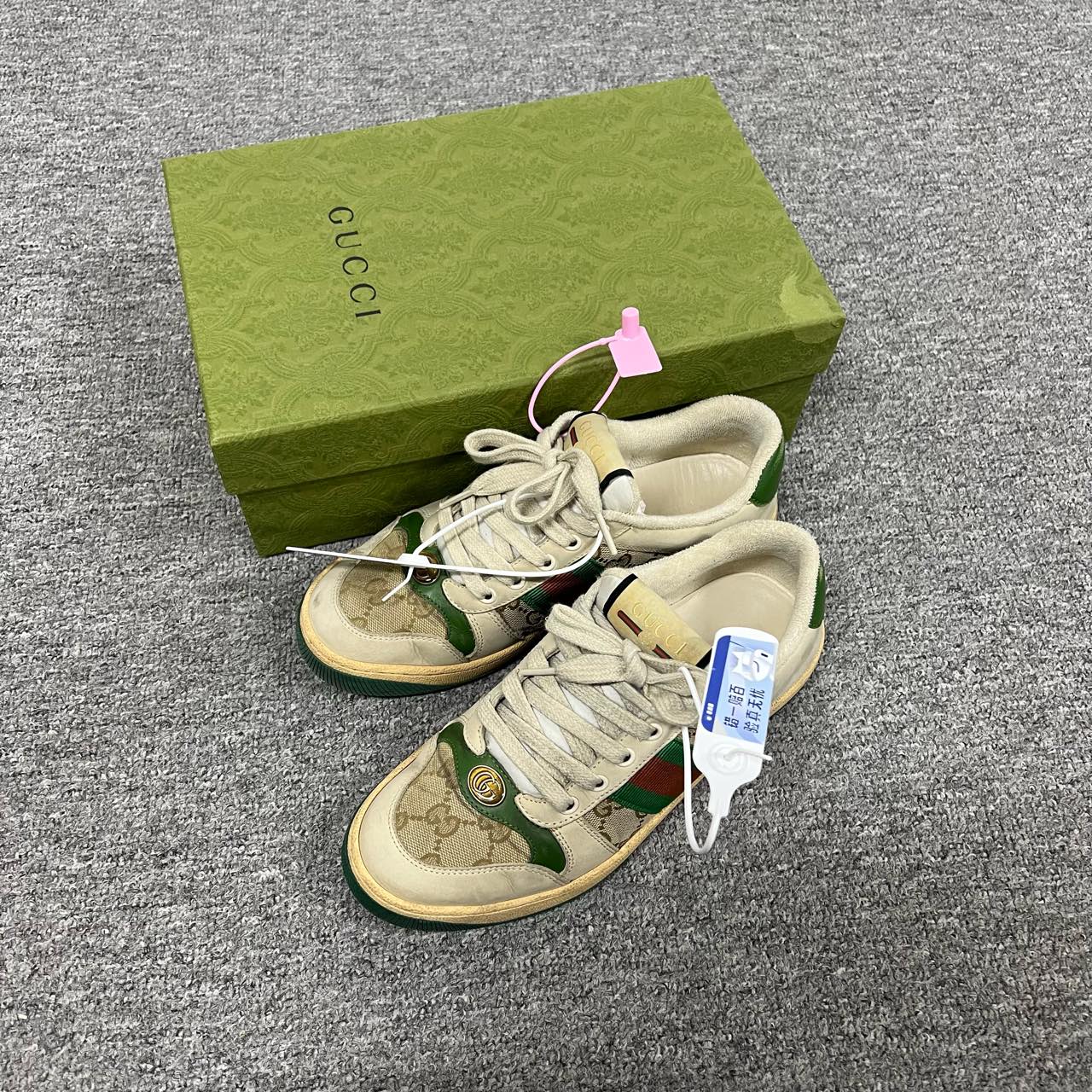 99新 GUCCI/古驰 gucci 绿尾小脏鞋37.5码