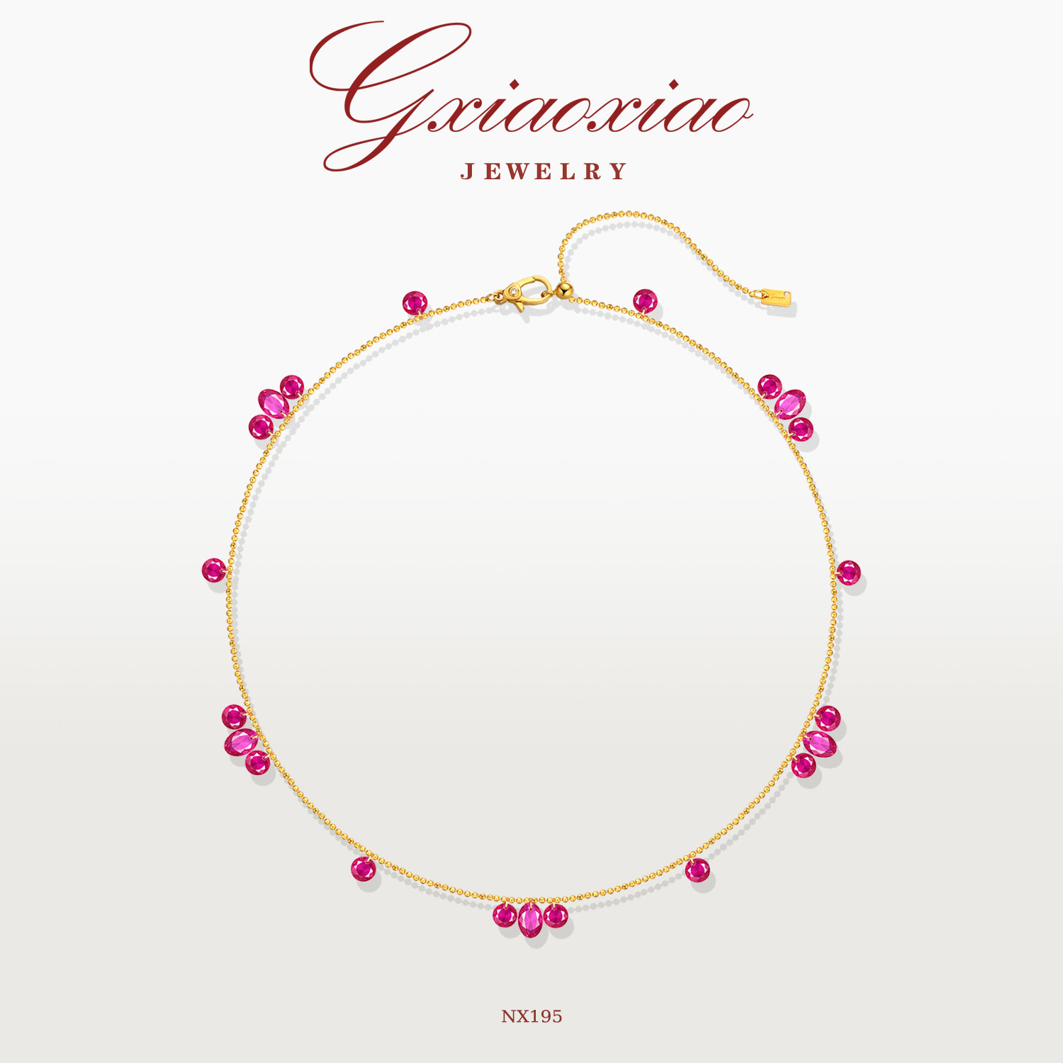 G XIAOXIAO 925银【烟雨轻红】时尚气质高级百搭锁骨项链 NX195