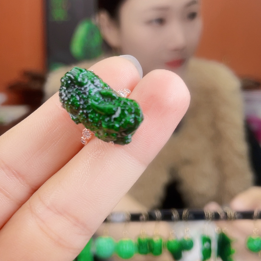 翡翠银S925镶嵌耳饰