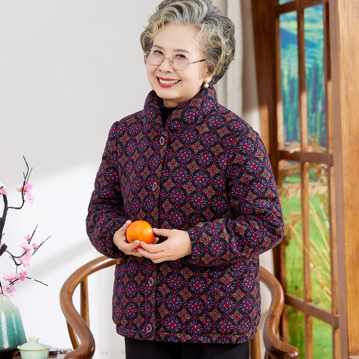 老年人冬装女纯棉棉衣外套婆婆妈妈冬季全棉棉袄老太太奶奶装棉服