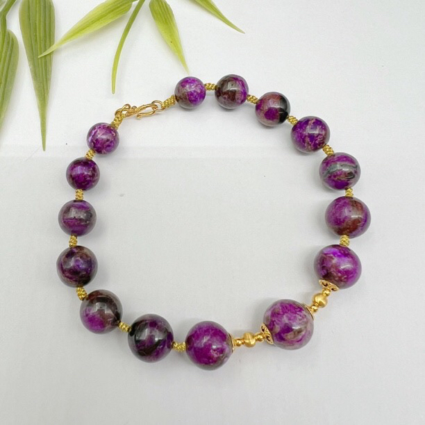 【圣芭黎】18K天然舒俱来手链圆珠帝王紫7-9多样性发一D1645