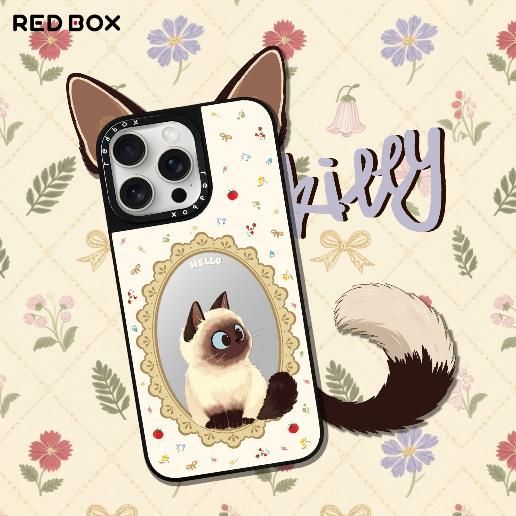 REDBOX”蓝瞳使者”暹罗猫镜框手机壳保护防摔适用苹果iPhone16/17