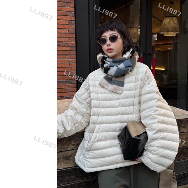 HY罗罗【排骨羽绒下摆调节绳连帽】套头百搭ins宽松羽绒服L319保暖