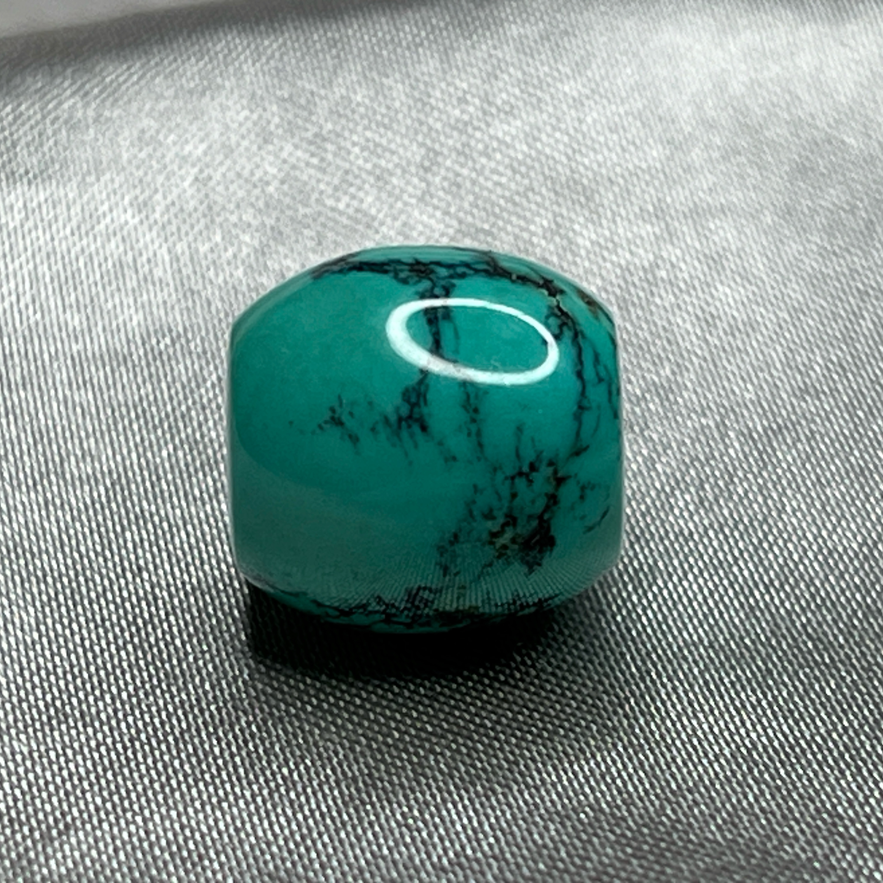 绿松石水草纹直切桶珠，尺寸11x11mm重2.33克