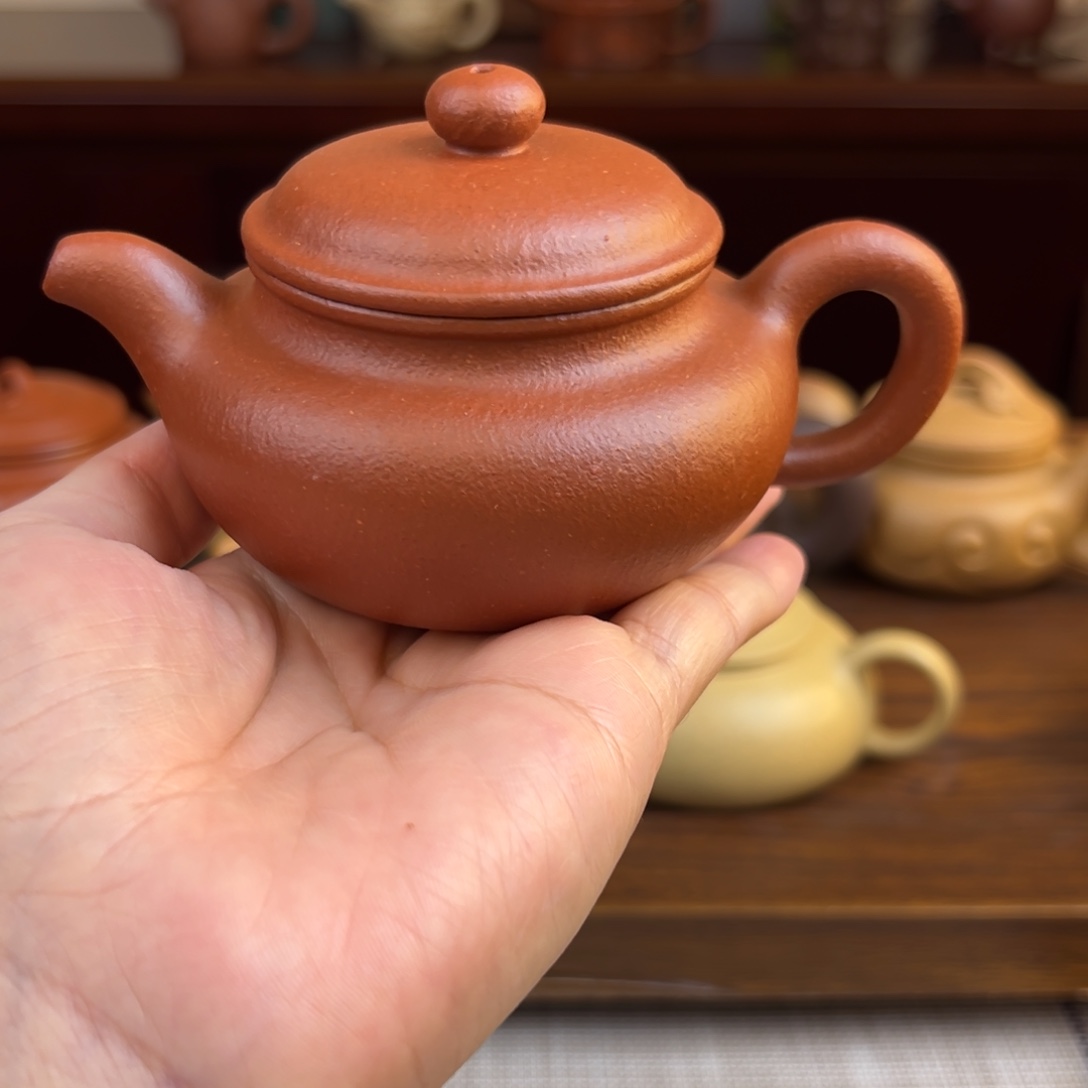 茶壶紫砂红降坡仿古150cc全