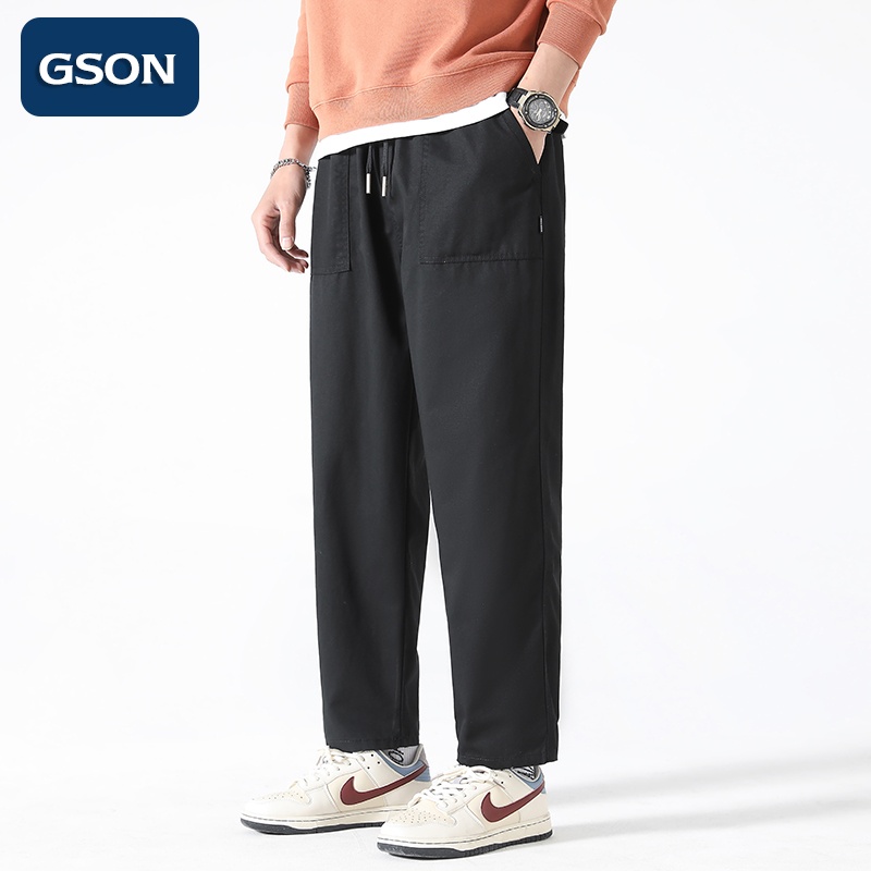 品牌优选GSON户外跑步工装长裤男2025夏季新款宽松潮流冰丝休闲裤