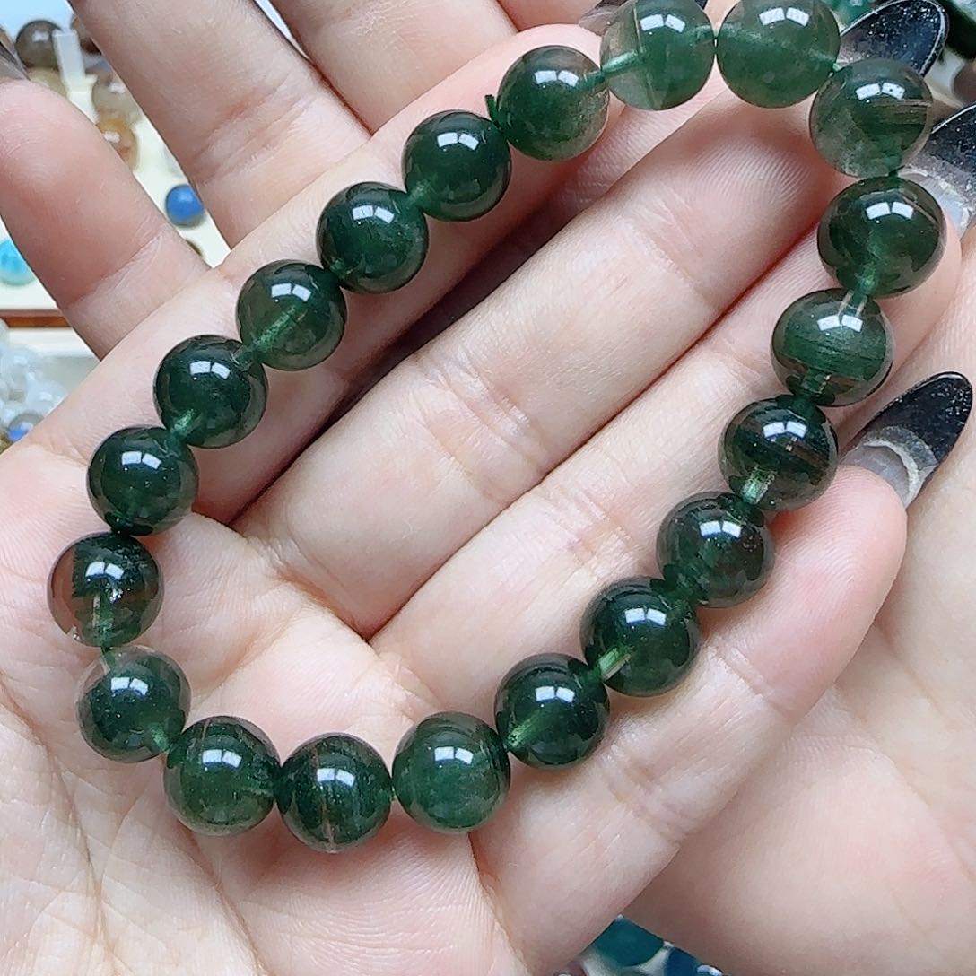 水晶手串未镶嵌巴西绿幽灵卡9.6