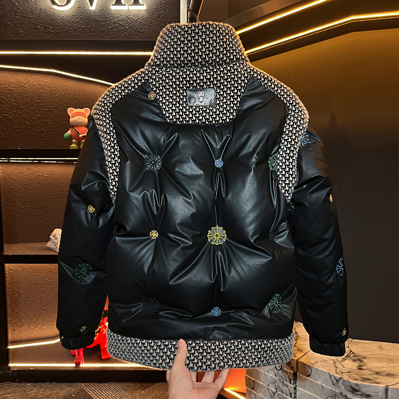 男士立领90白鸭绒羽绒服男款冬季2025新款潮时尚保暖外套厚款