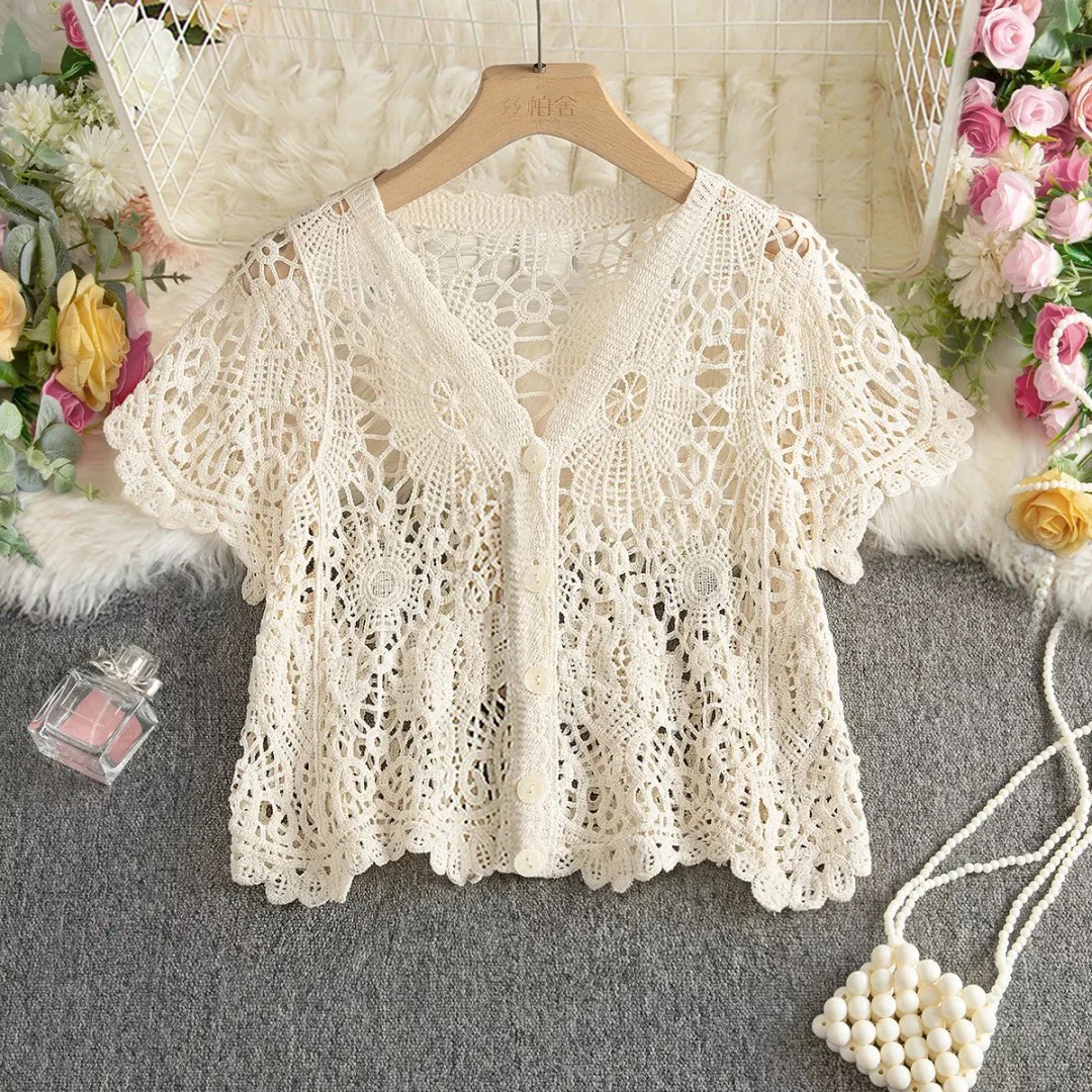 夏季手工钩花镂空女装衣服
