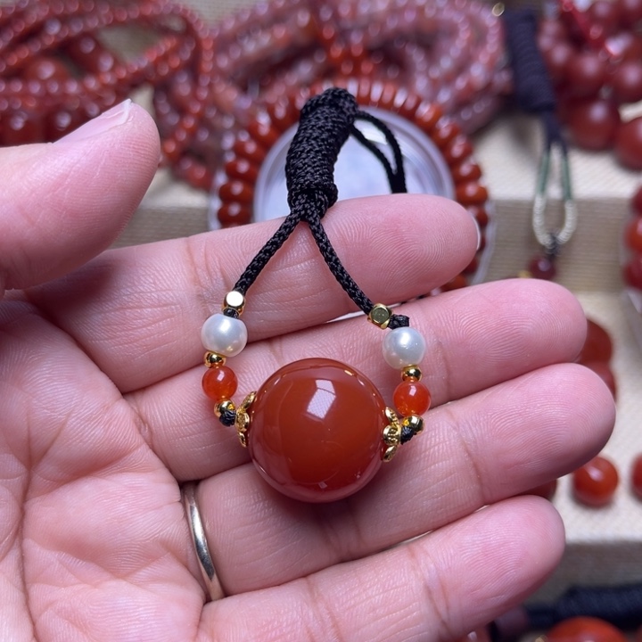 南红玛瑙未镶嵌手链锁骨项链2 0 M