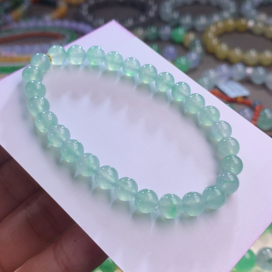 翡翠未镶嵌手链卡6.5 性价比！薄荷绿