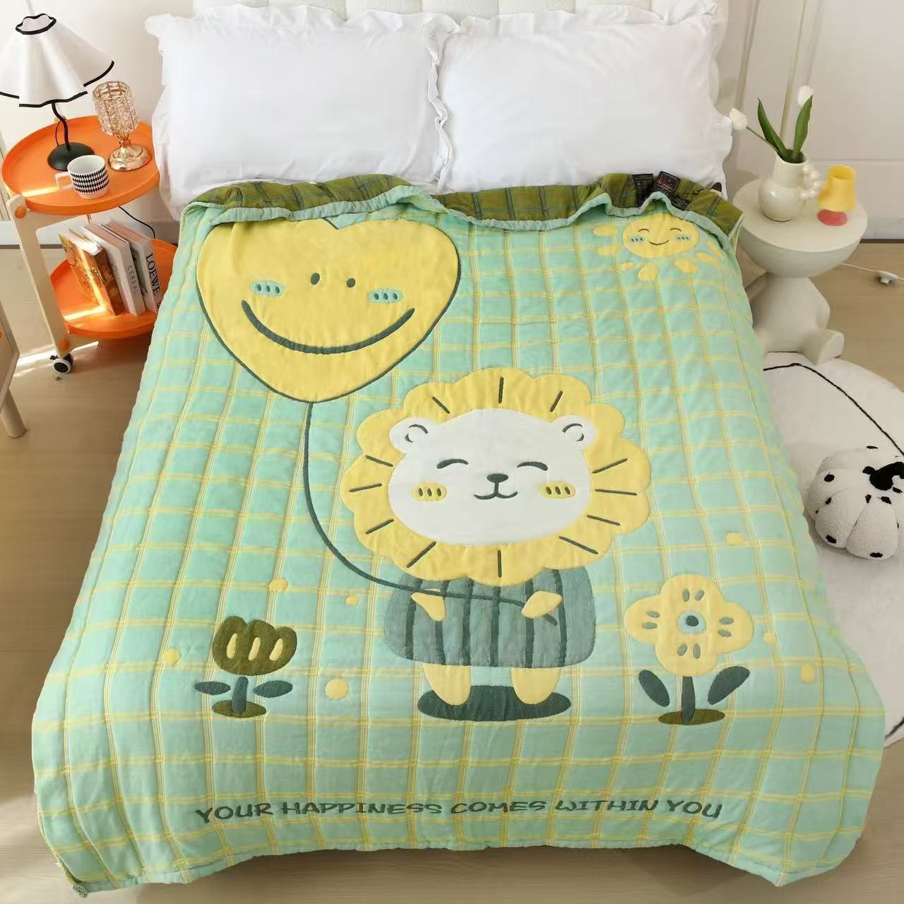 【气球小狮】  200*230cm 双人全棉云朵棉舒适亲肤美学泡芙被