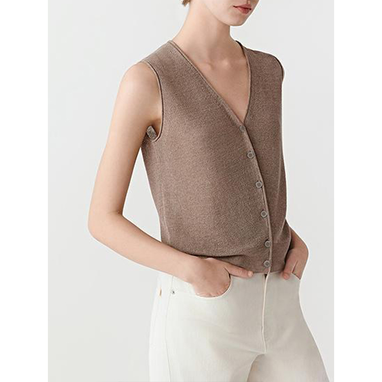 原单非市面货！"小禾亚麻纱"无袖针织开衫上衣 8106