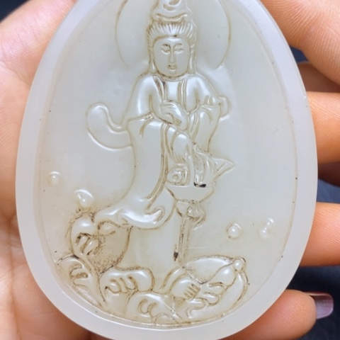白玉菩提吊坠摆件