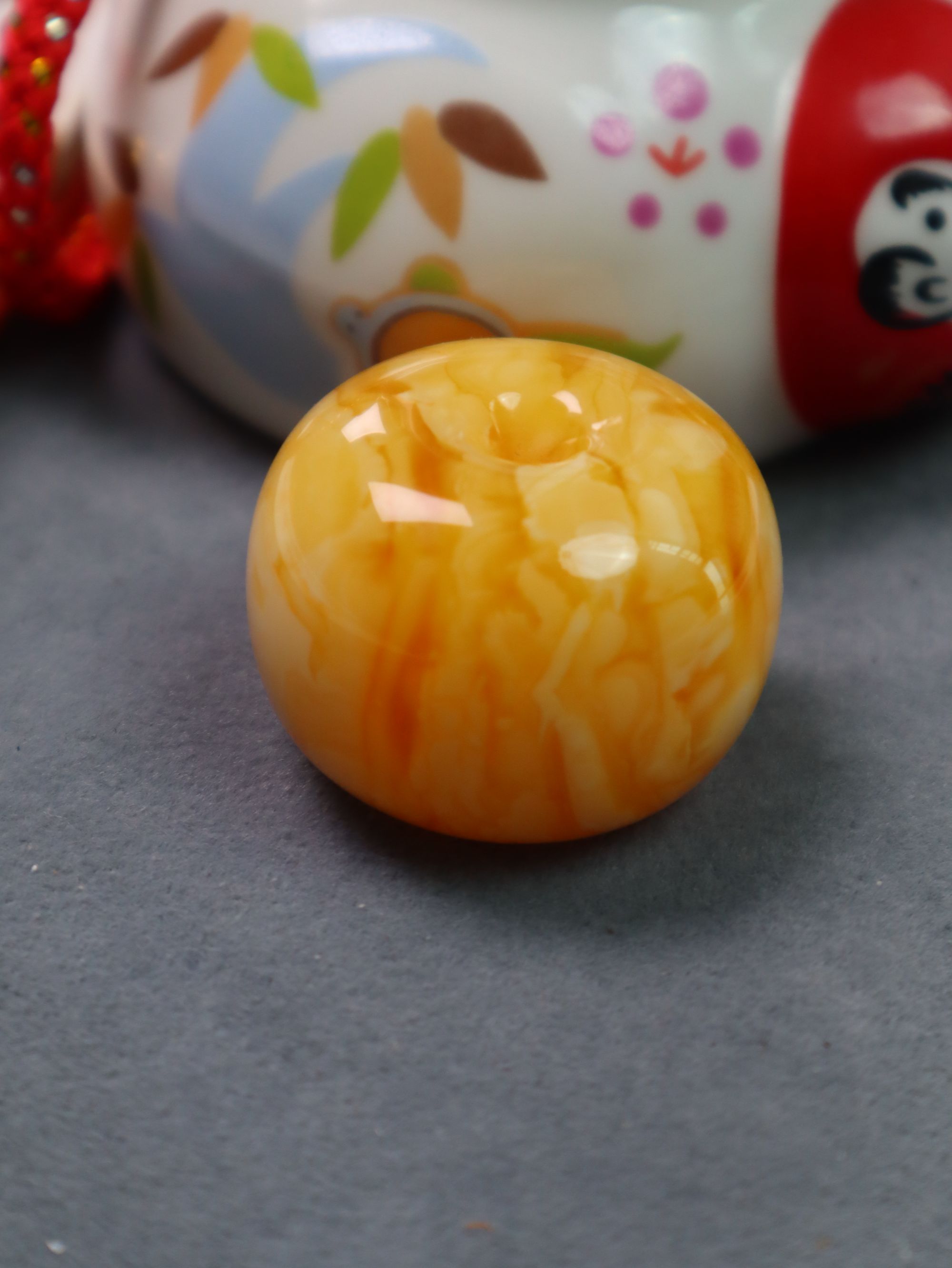 天然蜜蜡浓蜡橘红白花虎皮纹墩子蜜蜡葫芦吊坠