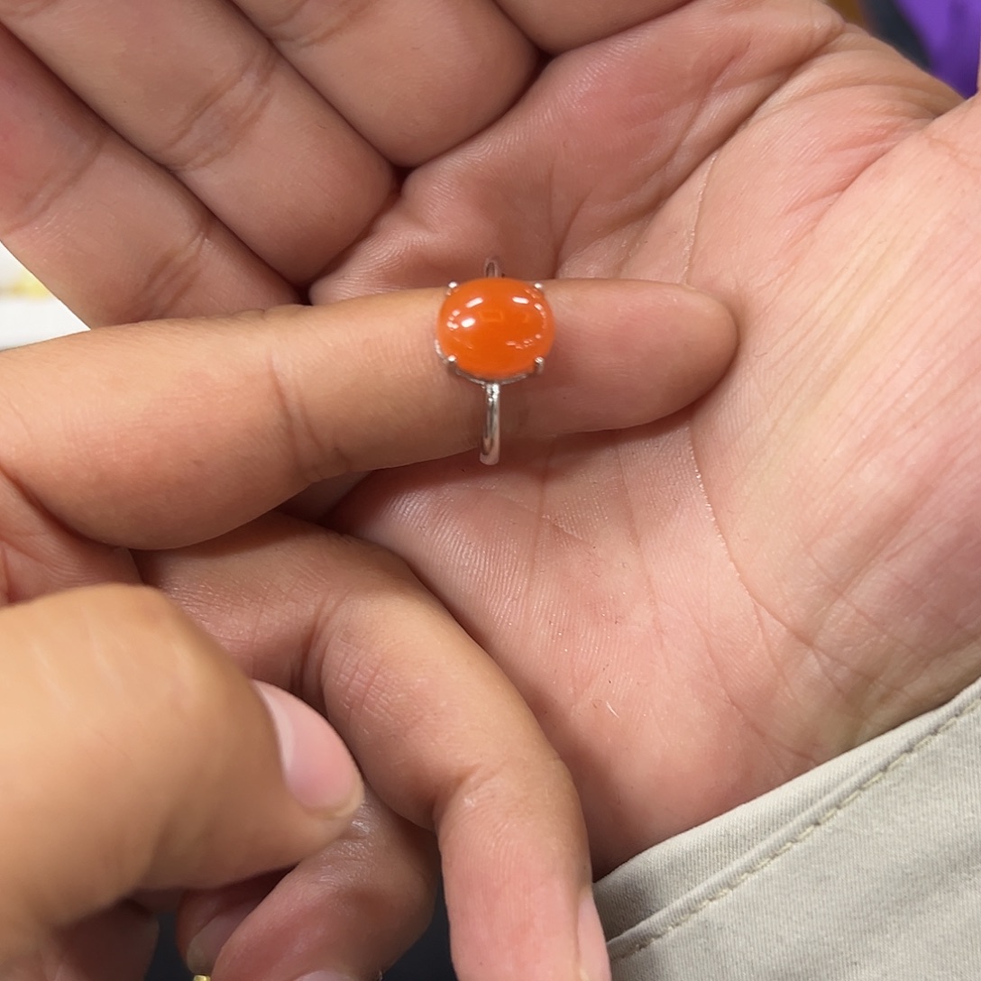 淡***忘南红玛瑙银S925镶嵌戒指