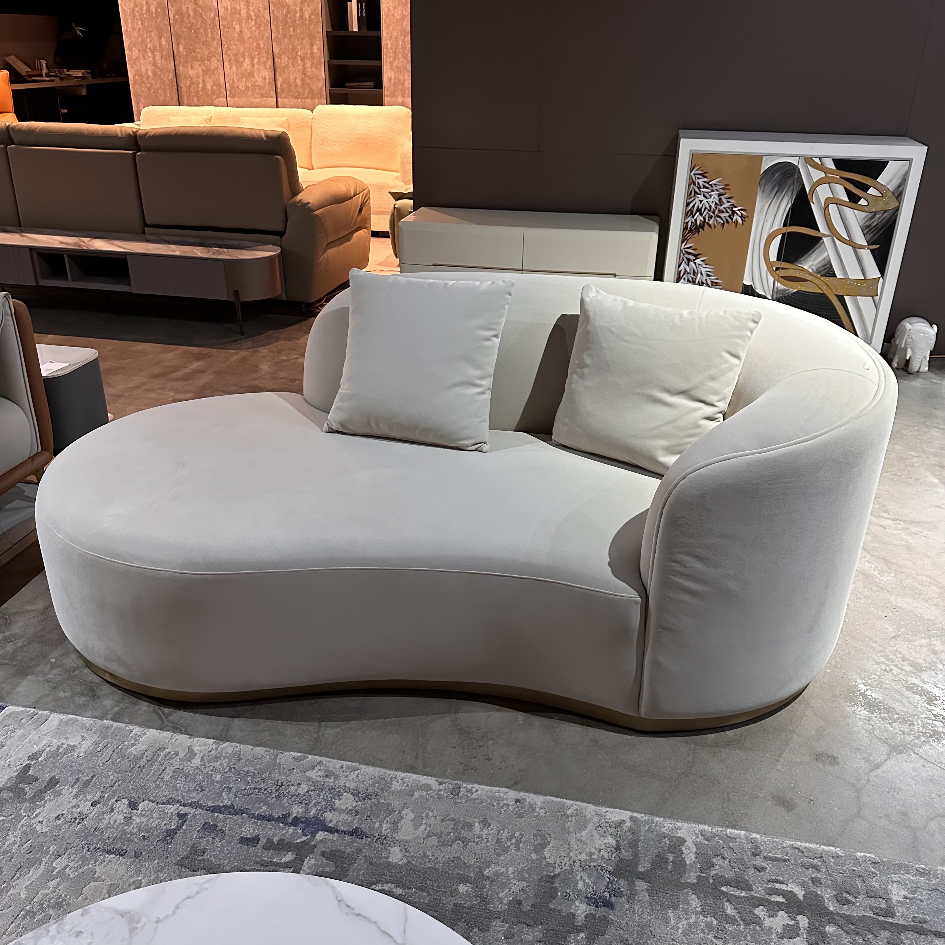 SF2029现代简约风腰果两人位弧形布艺沙发客厅